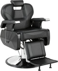 Professional Black Barber Chair for Barbershop, Heavy Duty Hydraulic Reclining Barber Chair with Adjustable Headrest & Footrest, 360° Swivel All-Purpose Barber Chairs