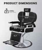 Heavy Duty Reclining Salon Chair for Hair Stylist, Barber Chair for Home Barbershop with Adjustable Headrest, 360° Swivel, Styling Chair Multi-Use for Hair Stylists, Spa & Tattoo (Black Silver)