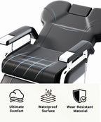 Heavy Duty Reclining Salon Chair for Hair Stylist, Barber Chair for Home Barbershop with Adjustable Headrest, 360° Swivel, Styling Chair Multi-Use for Hair Stylists, Spa & Tattoo (Black Silver)