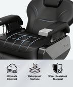 Professional Black Barber Chair for Barbershop, Heavy Duty Hydraulic Reclining Barber Chair with Adjustable Headrest & Footrest, 360° Swivel All-Purpose Barber Chairs