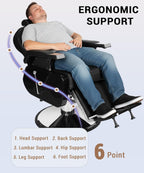 Professional Black Barber Chair for Barbershop, Heavy Duty Hydraulic Reclining Barber Chair with Adjustable Headrest & Footrest, 360° Swivel All-Purpose Barber Chairs