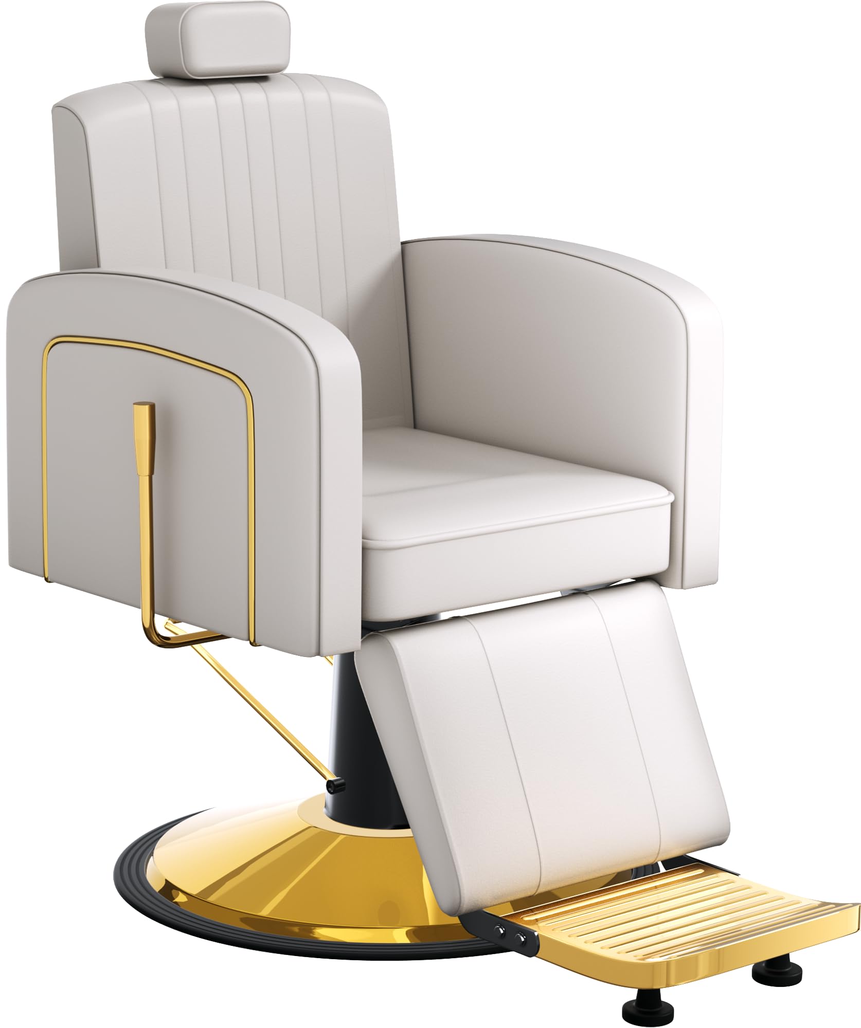 Vintage Barber Chairs for Barbershop, Reclining Salon Chair for Hair Stylist with Heavy Duty Hydraulic Pump, Multi-functional Hair Styling Chairs for Salon Barbershop for Hair Stylist, Gray Gold