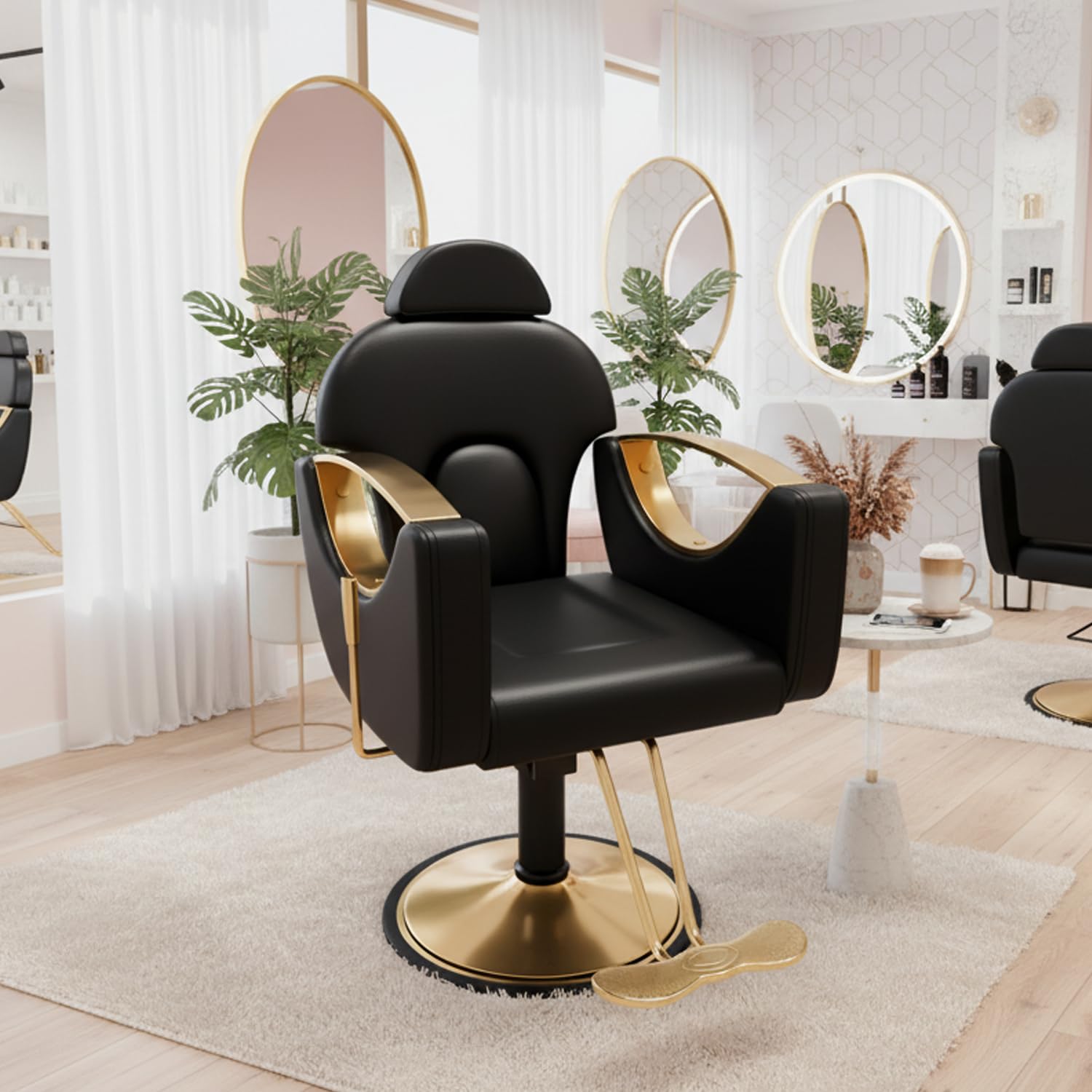 Black Salon Barber Chair for Hair Stylist, Professional Reclining Hydraulic Styling Chair with Heavy-Duty Pump, All Purpose Hairdresser Chair for Barbershop, Braiding, Shampoo, Spa, Salon Equipment