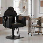 Salon Barber Chair for Hair Stylist, Professional Reclining Hydraulic Styling Chair with Heavy-Duty Pump, All Purpose Hairdresser Chair for Barbershop, Braiding, Shampoo, SpaSalon Equipment, All Black