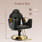 Black Salon Barber Chair for Hair Stylist, Professional Reclining Hydraulic Styling Chair with Heavy-Duty Pump, All Purpose Hairdresser Chair for Barbershop, Braiding, Shampoo, Spa, Salon Equipment