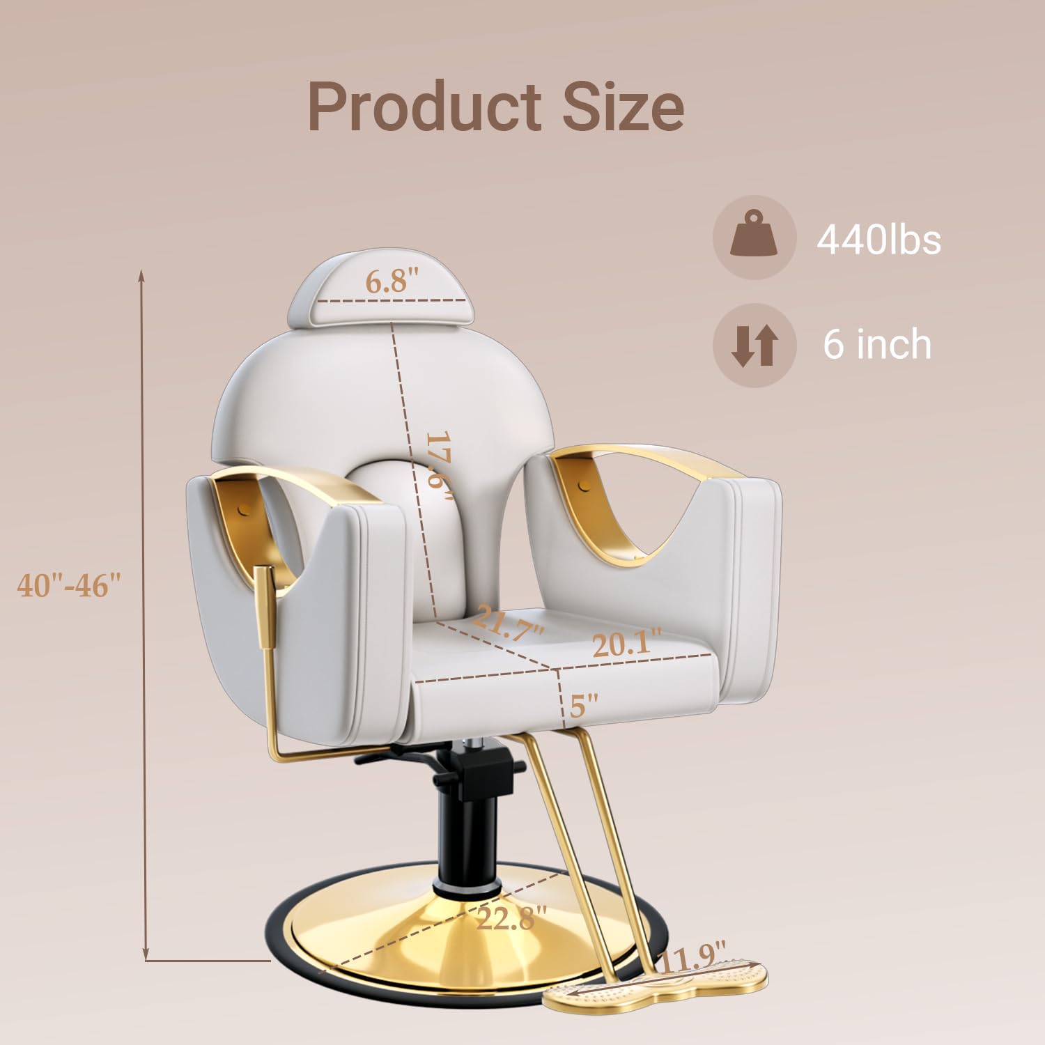 Salon Barber Chair for Hair Stylist, Professional Reclining Hydraulic Styling Chair with Heavy-Duty Pump, All Purpose Hairdresser Chair for Barbershop, Braiding, Shampoo, Spa Equipment, Light Gray