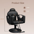 Salon Barber Chair for Hair Stylist, Professional Reclining Hydraulic Styling Chair with Heavy-Duty Pump, All Purpose Hairdresser Chair for Barbershop, Braiding, Shampoo, SpaSalon Equipment, All Black