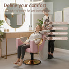 Salon Barber Chair for Hair Stylist, Professional Reclining Hydraulic Styling Chair with Heavy-Duty Pump, All Purpose Hairdresser Chair for Barbershop, Braiding, Shampoo, Spa Equipment, Cute Pink