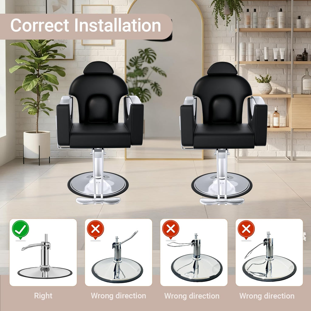 Salon Barber Chair for Hair Stylist, Professional Reclining Hydraulic Styling Chair with Heavy-Duty Pump, All Purpose Hairdresser Chair for Barbershop, Braiding, Shampoo, Spa Equipment, Cool Black