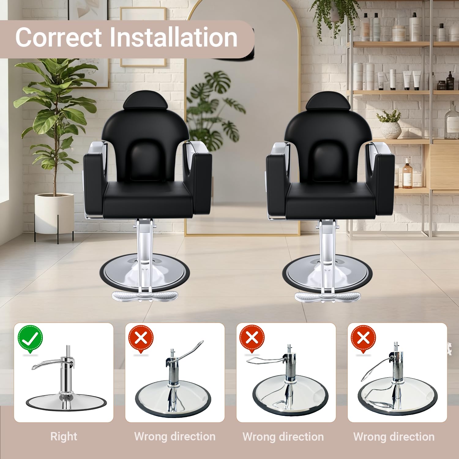 Salon Barber Chair for Hair Stylist, Professional Reclining Hydraulic Styling Chair with Heavy-Duty Pump, All Purpose Hairdresser Chair for Barbershop, Braiding, Shampoo, Spa Equipment, Cool Black