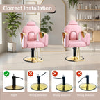 Salon Barber Chair for Hair Stylist, Professional Reclining Hydraulic Styling Chair with Heavy-Duty Pump, All Purpose Hairdresser Chair for Barbershop, Braiding, Shampoo, Spa Equipment, Cute Pink