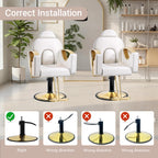 Salon Barber Chair for Hair Stylist, Professional Reclining Hydraulic Styling Chair with Heavy-Duty Pump, All Purpose Hairdresser Chair for Barbershop, Braiding, Shampoo, Spa Equipment, White Gold