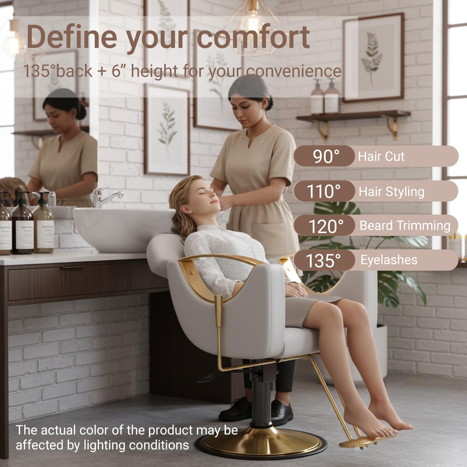 Salon Barber Chair for Hair Stylist, Professional Reclining Hydraulic Styling Chair with Heavy-Duty Pump, All Purpose Hairdresser Chair for Barbershop, Braiding, Shampoo, Spa Equipment, Light Gray