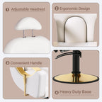 Salon Barber Chair for Hair Stylist, Professional Reclining Hydraulic Styling Chair with Heavy-Duty Pump, All Purpose Hairdresser Chair for Barbershop, Braiding, Shampoo, Spa Equipment, White Gold