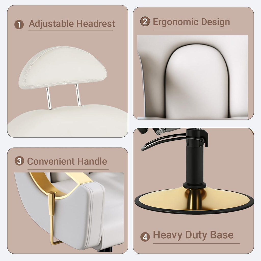 Salon Barber Chair for Hair Stylist, Professional Reclining Hydraulic Styling Chair with Heavy-Duty Pump, All Purpose Hairdresser Chair for Barbershop, Braiding, Shampoo, Spa Equipment, Light Gray